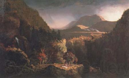 Thomas Cole Landscape with Figures A Scene from The Last of the Mohicans (mk13) Norge oil painting art